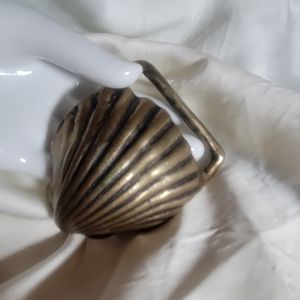 Sea Shell Brass Belt Buckle Vintage